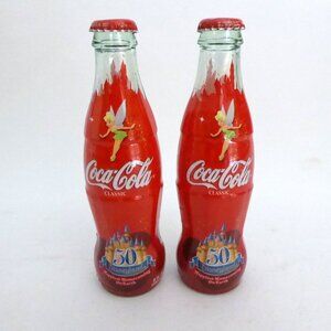 2005 DISNEY DISNEYLAND 50th ANNIVERSARY COCA COLA GLASS BOTTLES TINKER BELL